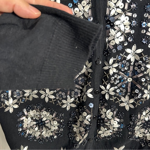 Michael Simon sz. S black snowflake embellished sweater, cardigan, holiday, xmas - Picture 6 of 10
